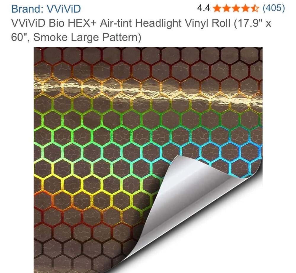 VViViD Bio HEX+ Air-Tint Headlight Vinyl Roll (17.9" x 60", Smoke Large Pattern)